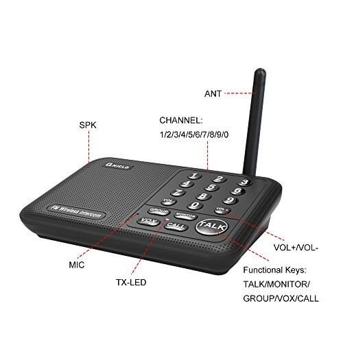 Qniglo Wireless Intercom System 10 Channel 1800 Feet Long Range FM Intercoms Wireless for