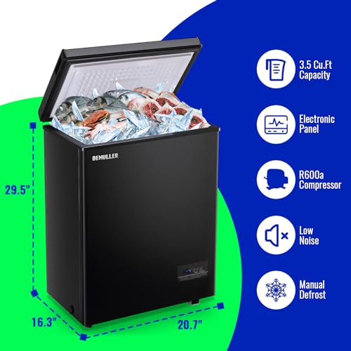 DEMULLER Chest Freezer with Electronic Panel, Accurate Temperature Display to 1℉ for Any Spaces