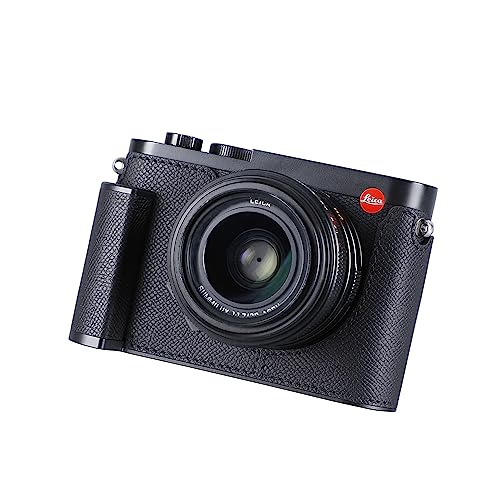 Camera Half Case for Leica Q3,SIUTATDSH Vintage Metal Genuine Leather Camera Protective Cases Stylish Portable Shockproof (BlackC)
