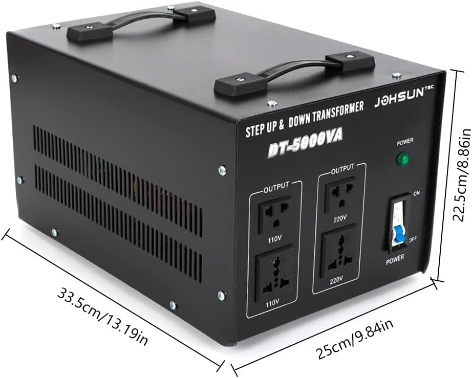 5000 Watt Voltage Converter Transformer, Heavy Duty Step Up & Step Down Voltage Converter, 110V/220V, Circuit Breaker Protection