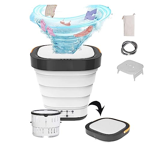 Mini Washer and Dryer Combo Portable with 4/6 Huors Drying and UV, Baby Washer Machine 350 PRM,Spin Dry,4D Wave Wheel for Underwear,Socks,Towels