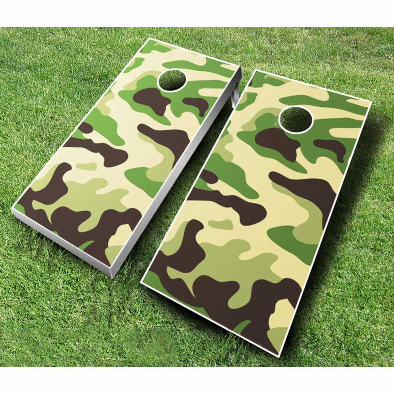 Camo Tournament Cornhole Set Green White