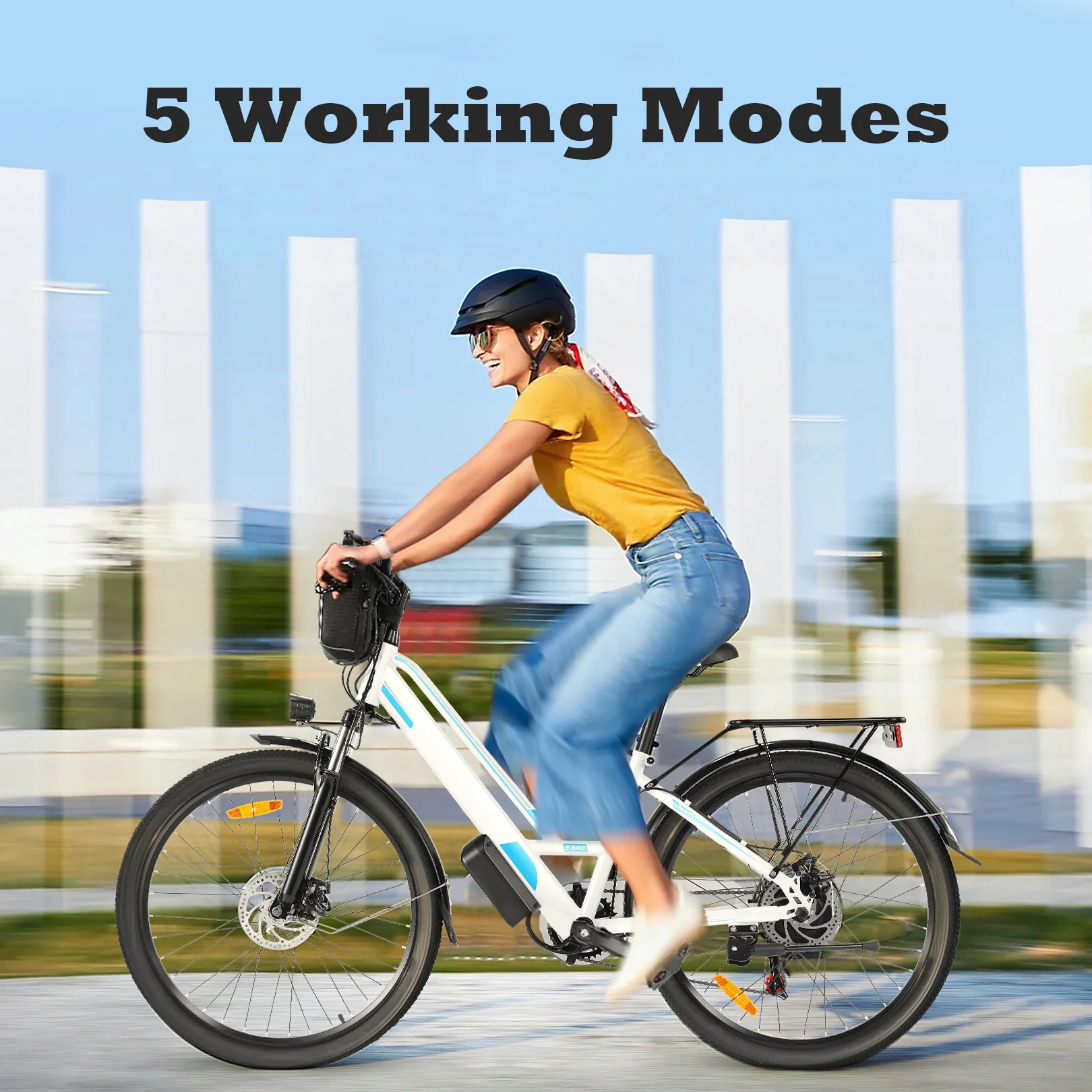 Gocio 500W 26'' Electric Bike 48V Electric Bicycle for Adults, 19MPH Cruiser Ebike, Electric Commuter Bike with Carrier Rack, Low Step Frame Shimano 7 Speed for Men Women Senior