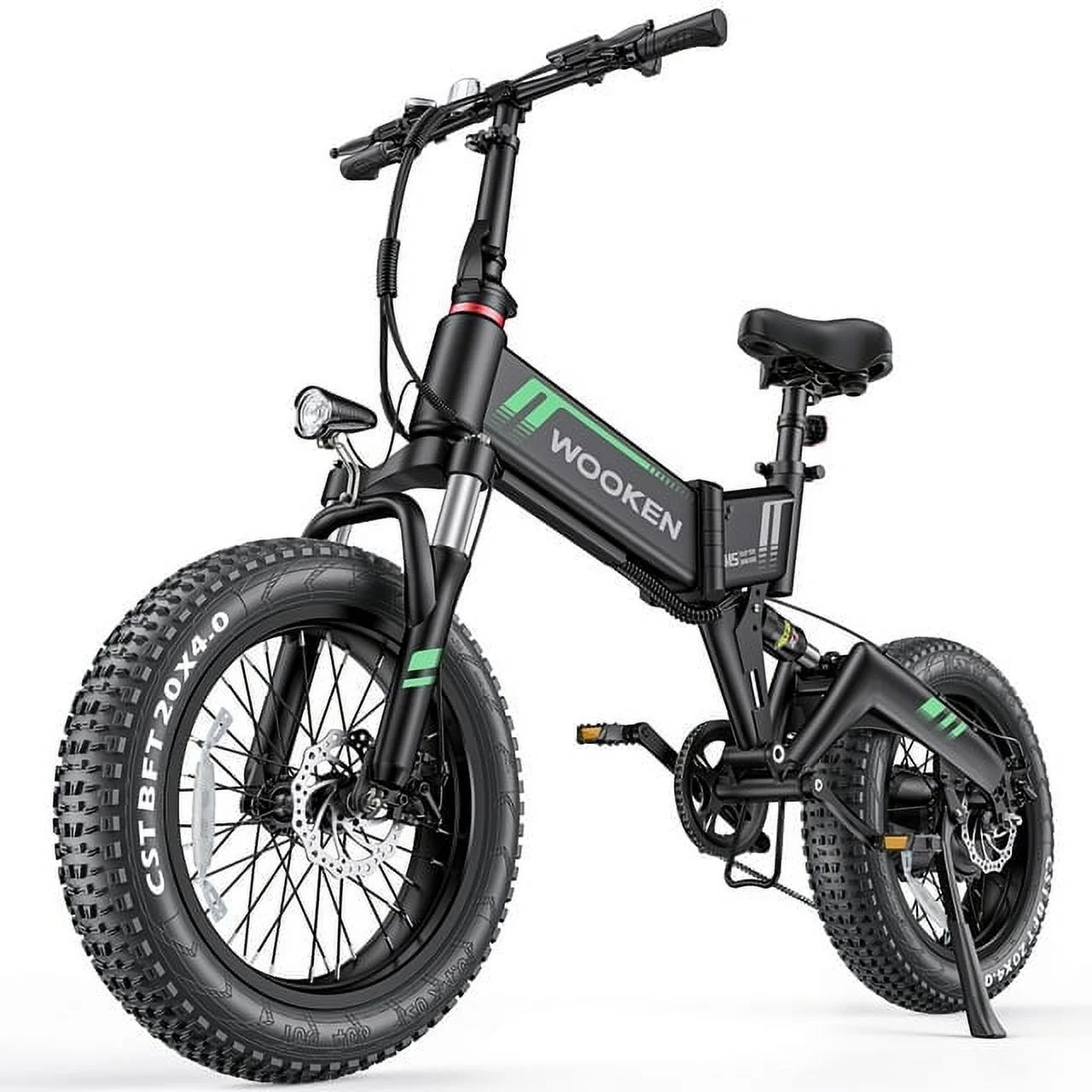 Wooken Electric Bike, 20''X4.0 Fat Tire Electric Bike for Adults, 500W 20MPH Foldable Electric Bicycle with 48V 10Ah Built-in Battery, Shimano 7 Speed Wheels Electric Bike, Dual Shock Absorber