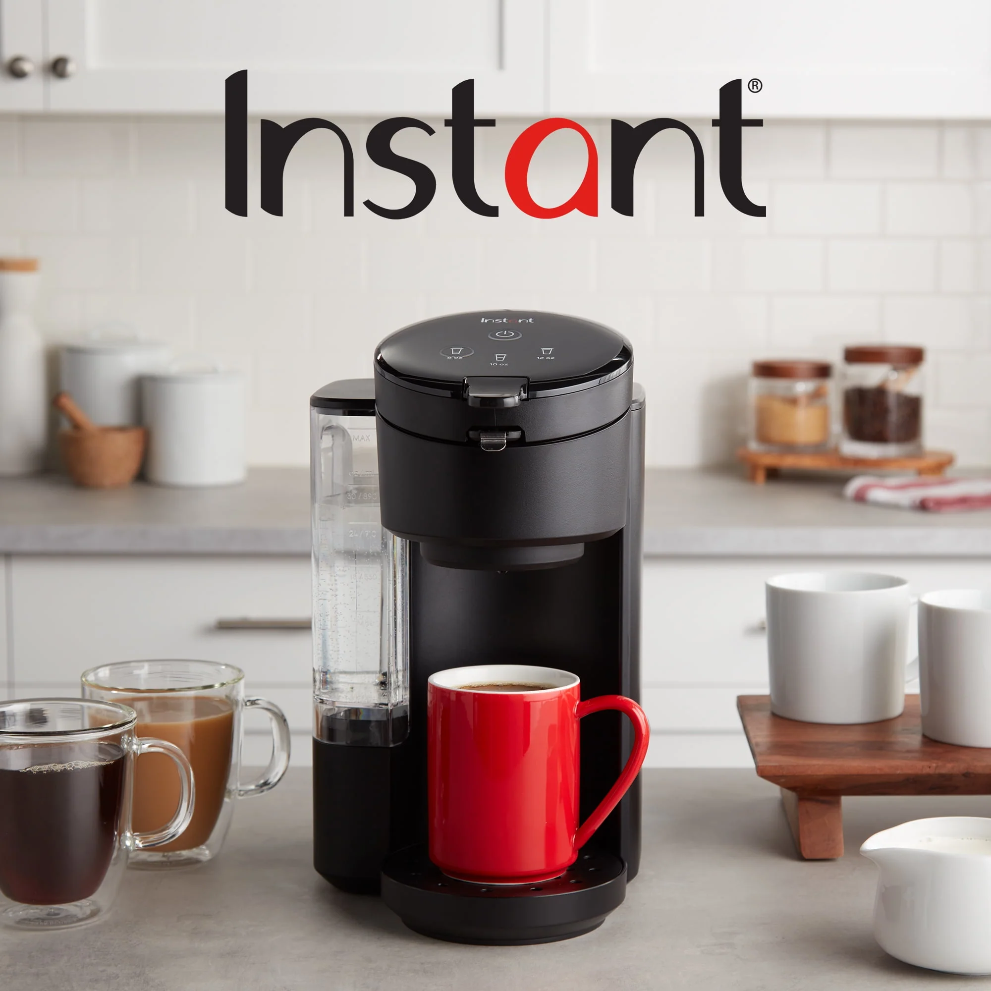 Instant Solo Café 2-in-1 Single Serve Coffee Maker for K-Cup Pods and Ground Coffee, Black