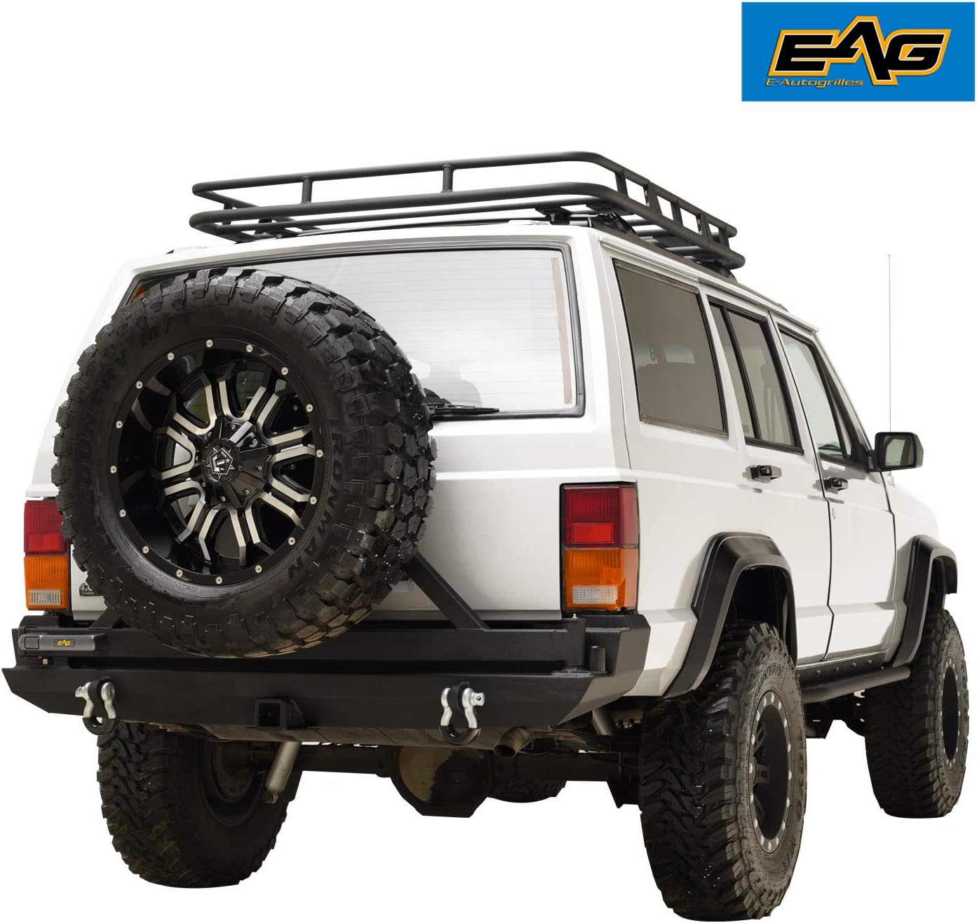 EAG Steel Rear Bumper with Tire Carrier Fit for 1984-2001 Cherokee XJ
