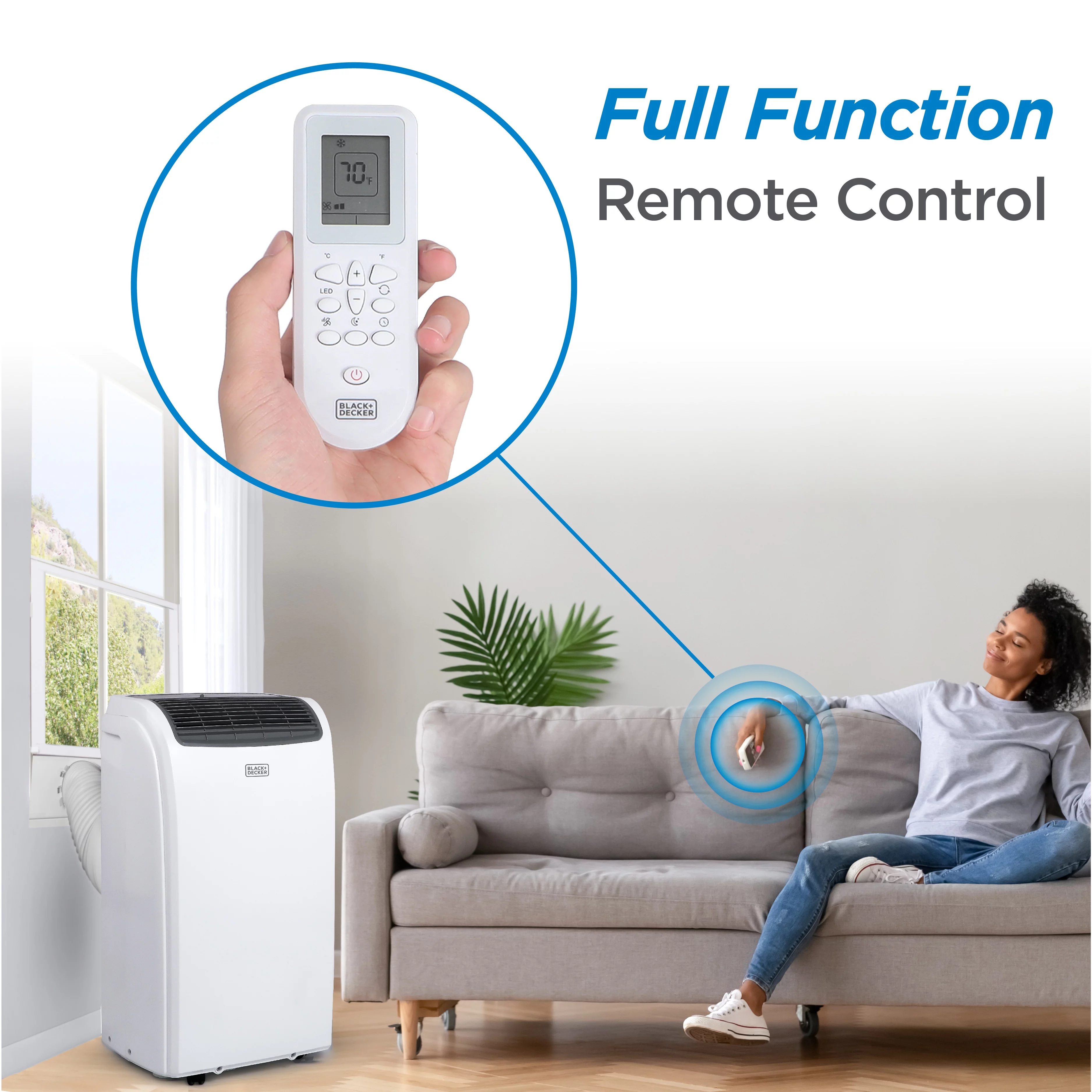 BLACK+DECKER 6,500 BTU SACC/CEC (12,000 BTU ASHRAE) Portable Air Conditioner, Portable for Room, 3-in-1 AC Unit, Dehumidifier, & Fan, Portable AC with Installation Kit & Remote Control