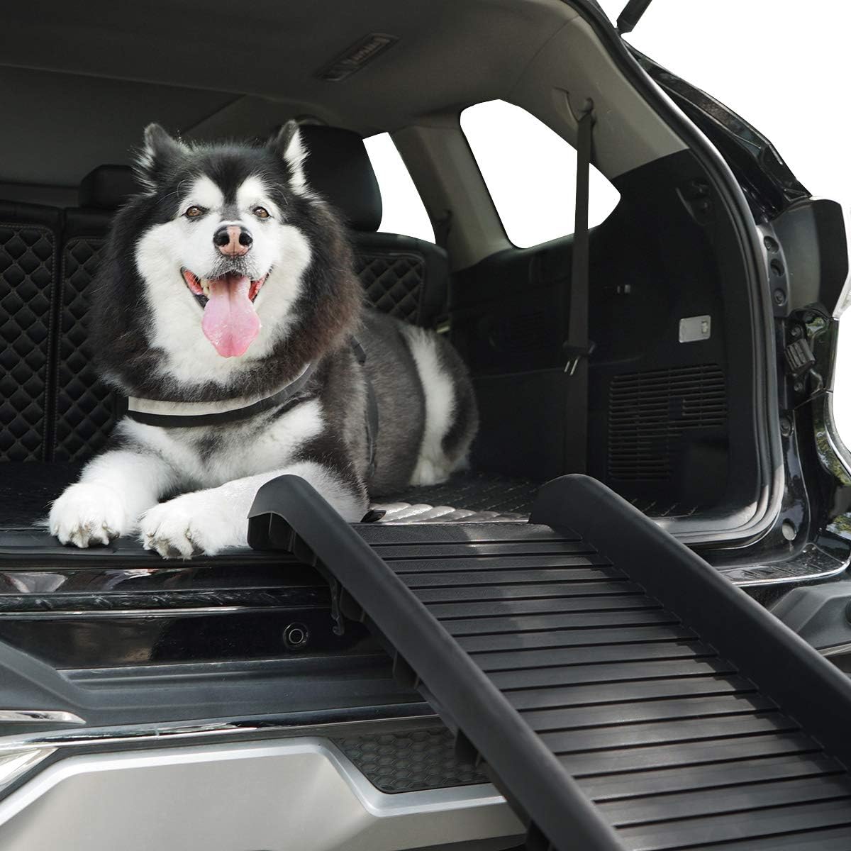 COZIWOW 61”L Heavy Duty Portable Folding Dog Ramps for Large Dogs SUV, Truck Car Ramp Stairs Step Ladder for Pet, Non-Slip Design for Pool Boat