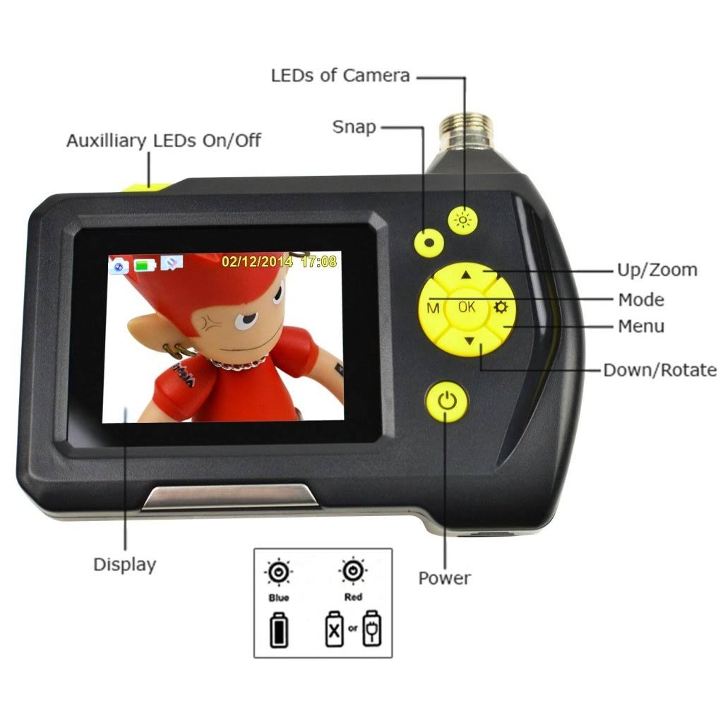 Waterproof Endoscope Digital Inspection Camera Borescope 8.2mm Camera 2.7 inch Screen Monitor (5m Cable)