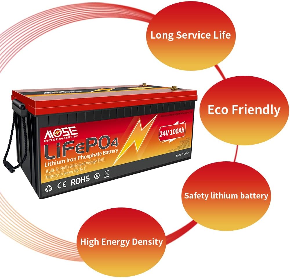 24V Lithium Battery 60Ah Lifepo4 Trolling Motor RV Battery Replacement Built-in BMS Last Longer Replace Your SLA Perfect for Backup Power and Off Grid Applications