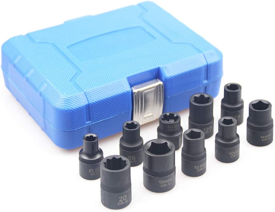 UTMALL 10PC Special Socket Cylinder Head Screw Removal Brake Caliper Socket Tool Set kit for Nissan Subaru Ford Peugeot