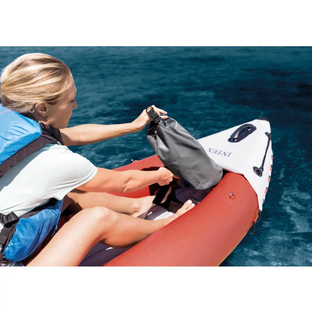 Excursion Pro 151 x 37 x 18 K2 Inflatable Kayak W/ Aluminum Oars, Pump, Fishing Rod Holders, Carry Bag