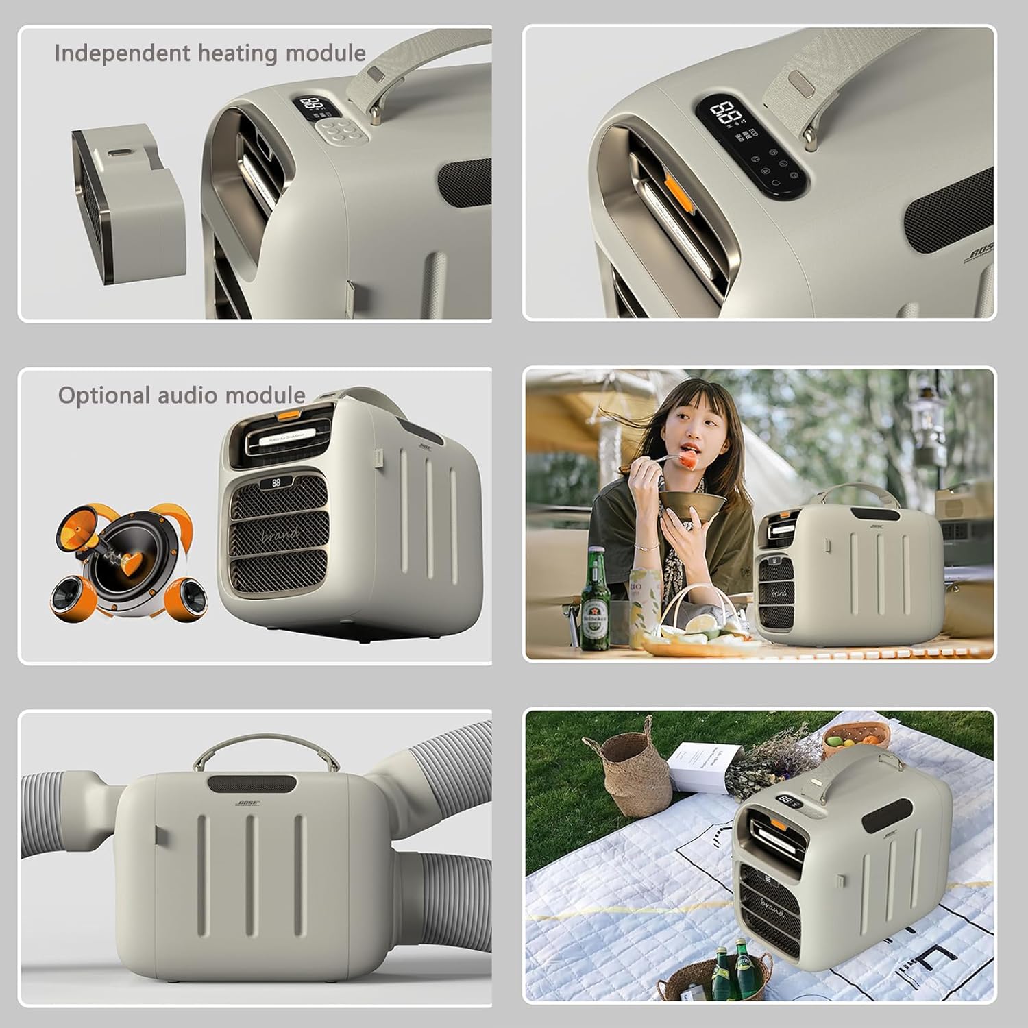 5121BTU Fast Cooling Outdoor Air Conditioner, Portable Ac Tent Air Conditioner,Cooling/Heating,12V/24V DC, 3 Wind Speeds，Dehumidification, timing,500W Low Power Consumption Camping Tent, RV
