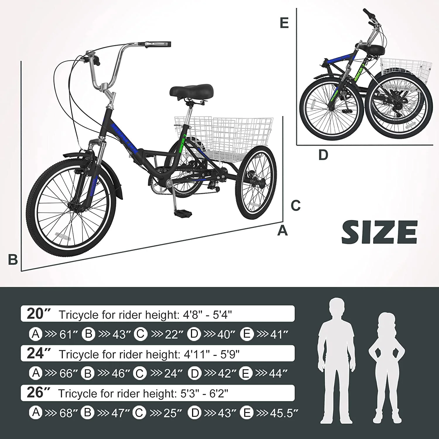 ABORON Adult Folding Tricycles, 7 Speed Folding Adult Trikes, 26 Inch 3 Wheel Bikes with Low Step-Through, Foldable Tricycle for Adults, Women, Men, Seniors - Curated Treasures Market