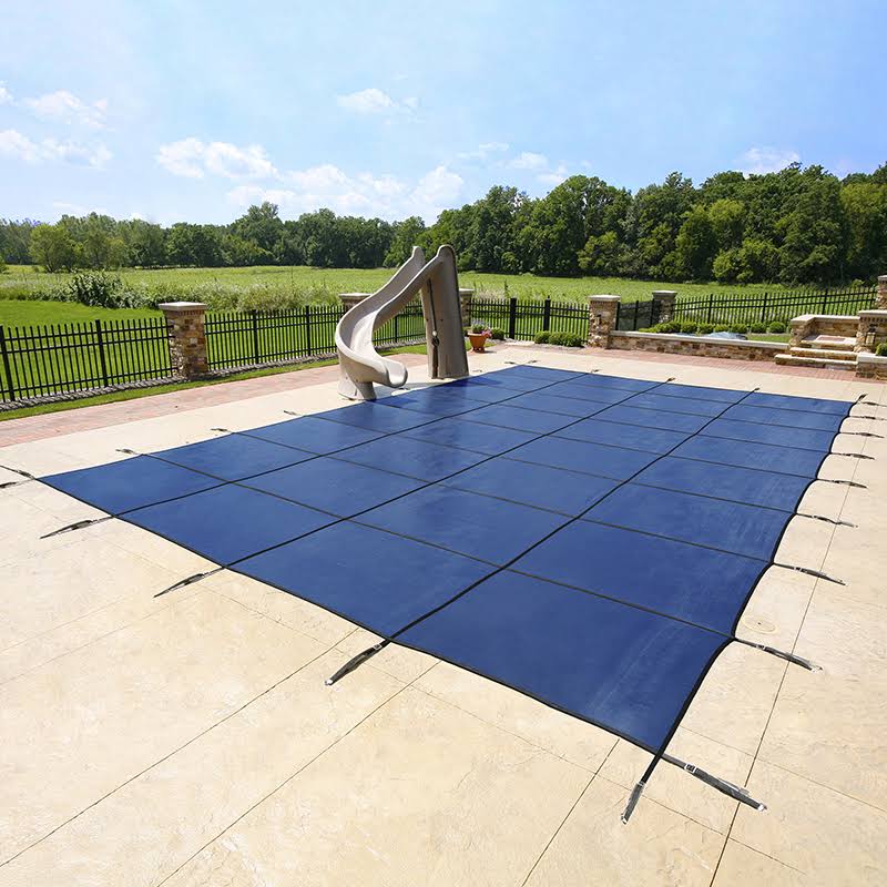 Arctic Armor WS2028B Blue 20-Year Ultra Light Solid Safety Cover for 14-ft x 28-ft Pool w/ Left Step