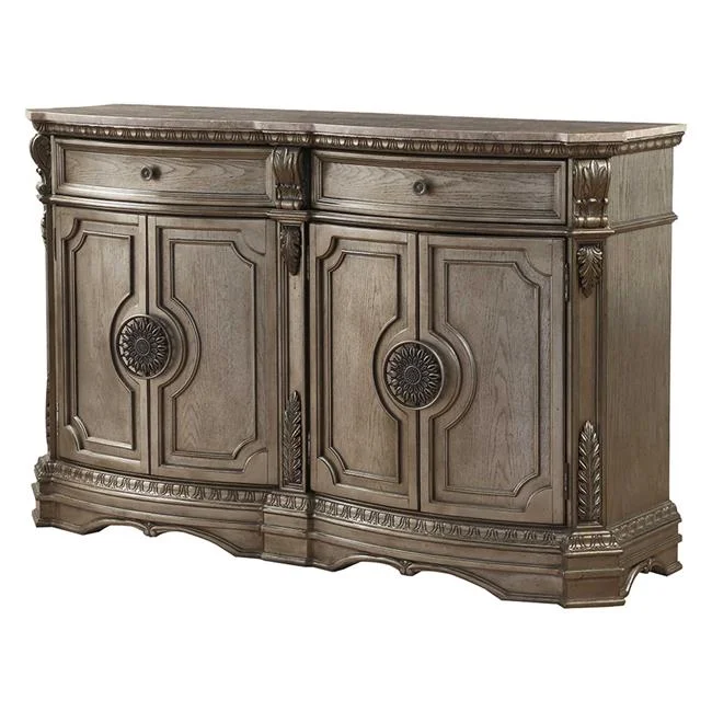 Marble Top Server In Antique Champagne