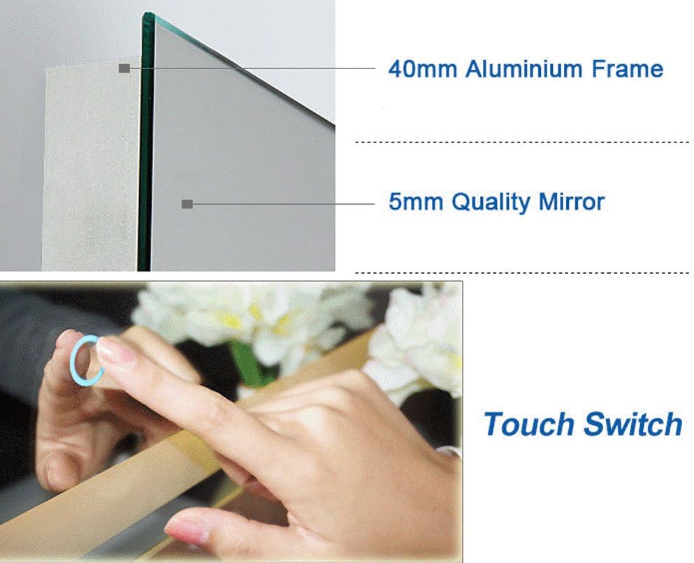 BHBL 60 x 36 Inch Illuminated LED Bathroom Mirror with Smart Button, Anti Fog, Dimmable, Bluetooth Speakers, Vertical & Horizontal Mount, Hotel Office Bar Mirror (D224-6036A)