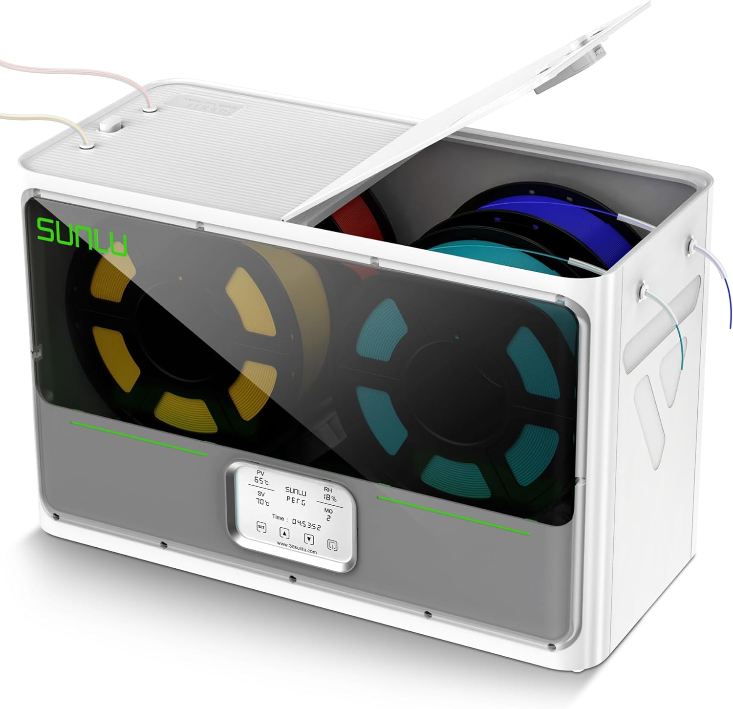SUNLU S4 Filament Dryer Box for 3D Printer, FilaDryer with Large Space for 4 spools, Upgraded with Triple Fans, Auto Humidity Control, 350W PTC Faster Heating, Filament Storage (White)