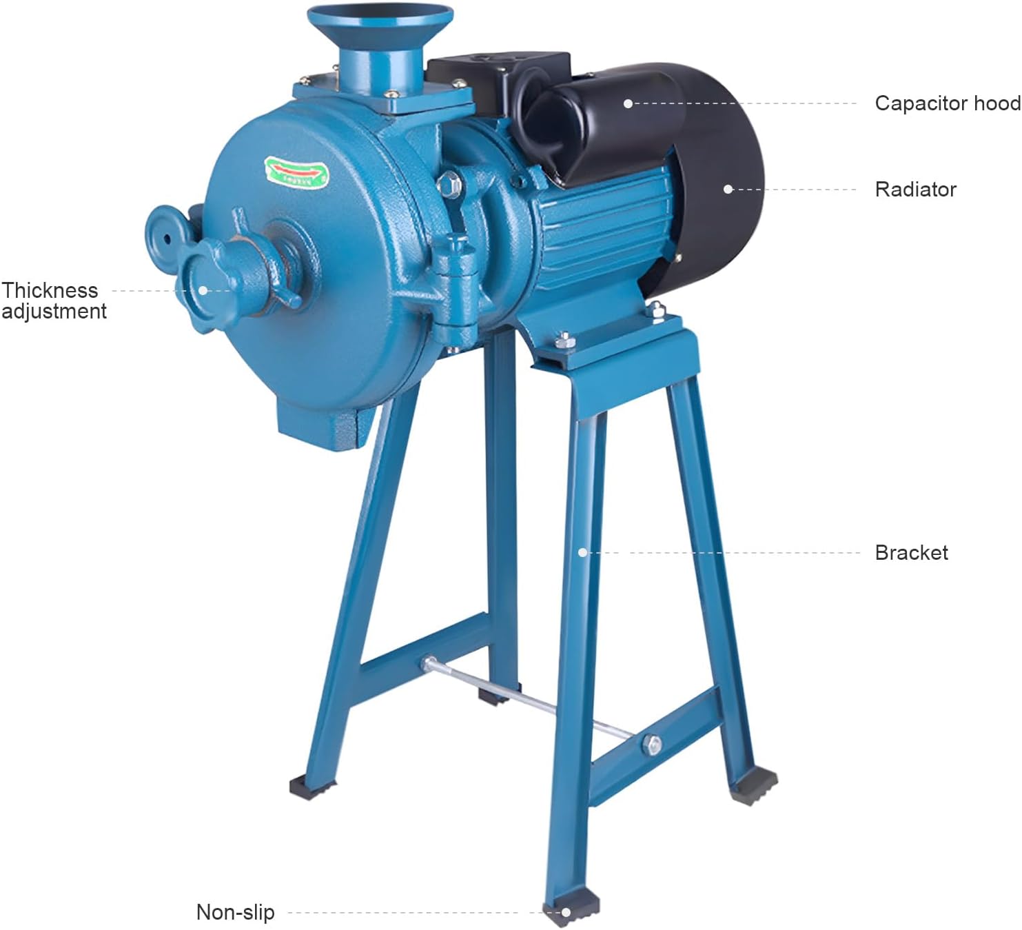 2200W Blue Electric Grain Mill with Funnel, Dry Cereals Rice Wheat Corn Mills Electric Grain Mill Grinder Electric Grain Grinder Heavy Duty Home/Commercial Electric Feed Mill Dry Cereals Grinder