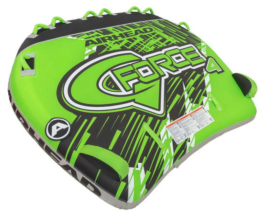 Airhead G-Force 4-Person Seating Capacity Towable Boat Tube Float, Heavy-Duty Nylon, Green
