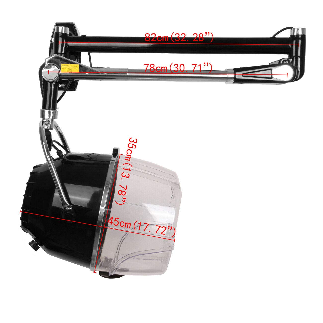 Professional Wall Mounted Hair Dryer 2, Adjustable Hood Salon Dryer with Swing Arm, Professional Hair Dryer for Fast Drying, CE Approved, Black