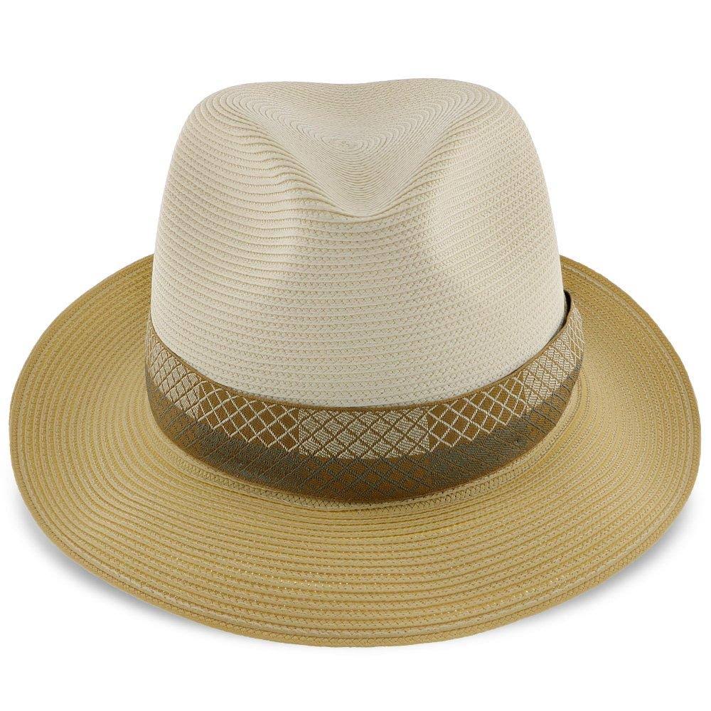 Andover - Stetson Milan Straw Fedora Hat - TSANDV - Ivory/Cognac - 7 1/2