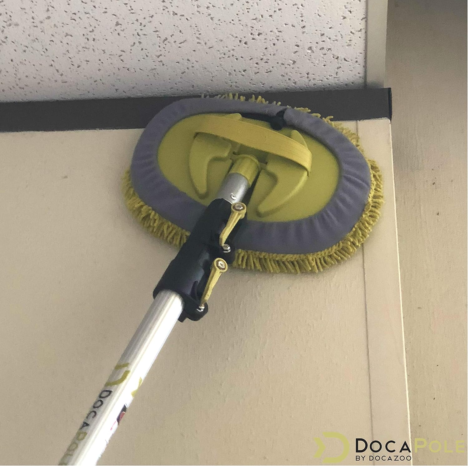 DocaPole Wall Duster with 6-24 Foot Extension Pole: Includes Telescoping Pole and Chenille Microfiber Cleaning Head for Use as Baseboard Cleaner, Wall Duster, and on High Reach Ceilings