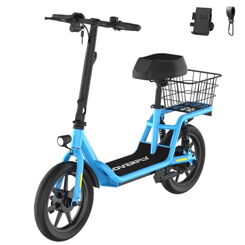 Hoverfly 14" Electric Scooter with Seat Adult, 550W/750W Peak Motor, 18.6/25 Miles Range, 15.5/22Mph Max Speed, Height-Adjustable Comfort Seat, Commuter Escooter with Carry Basket&Accessories