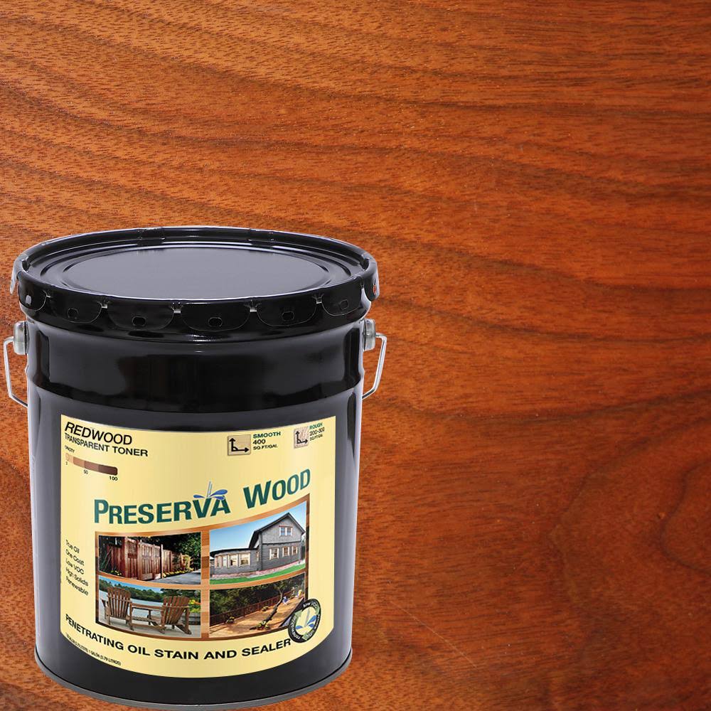 Preserva Wood Transparent Oil-Based Stain and Sealer Redwood 5 gal.