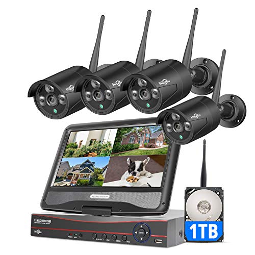 [Wireless Pro, 100ft Range] Hiseeu Wireless Security Camera System, Expandable 16CH 4K NVR, 4Pcs 3MP Night Vision WiFi Cameras Home Surveillance Outdoor, Motion Detection, 1TB HDD, One-Way Audio