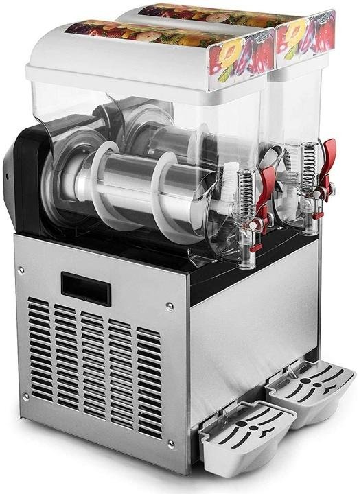 Commercial Slushy Machine110V 30L Frozen Drink Machine 600W Commercial Slushy Maker for Supermarkets Cafes Restaurants Snack Bars 15Lx2Tank