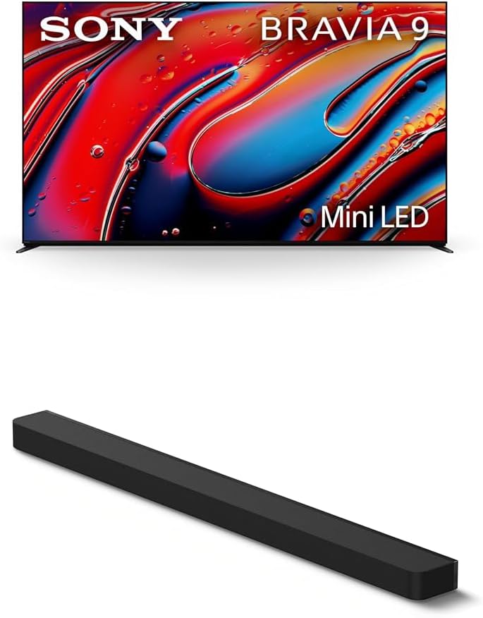 Sony 85 Inch Mini LED QLED 4K Ultra HD TV BRAVIA 9 Smart Google TV with Dolby Vision HDR and Exclusive Features for Playstation 5 (K-85XR90), 2024 Model BRAVIA Theater Bar 9 Sound Bar