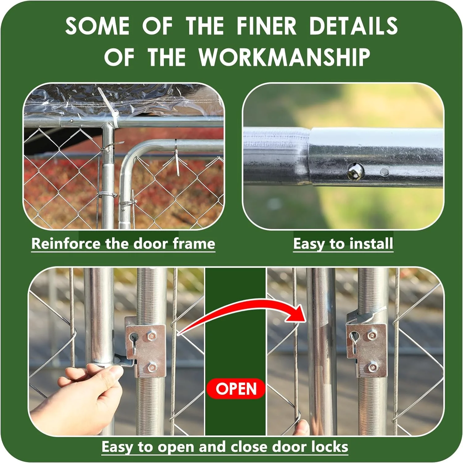 Haverchair Large Dog Kennel Outside with Roof, 9.8 x 9.8 x 6.5FT Outdoor Dog Kennel Cage Run Heavy Duty Dog Playpen Pen with Secure Lock, 118.1"x118.1"x82.6"
