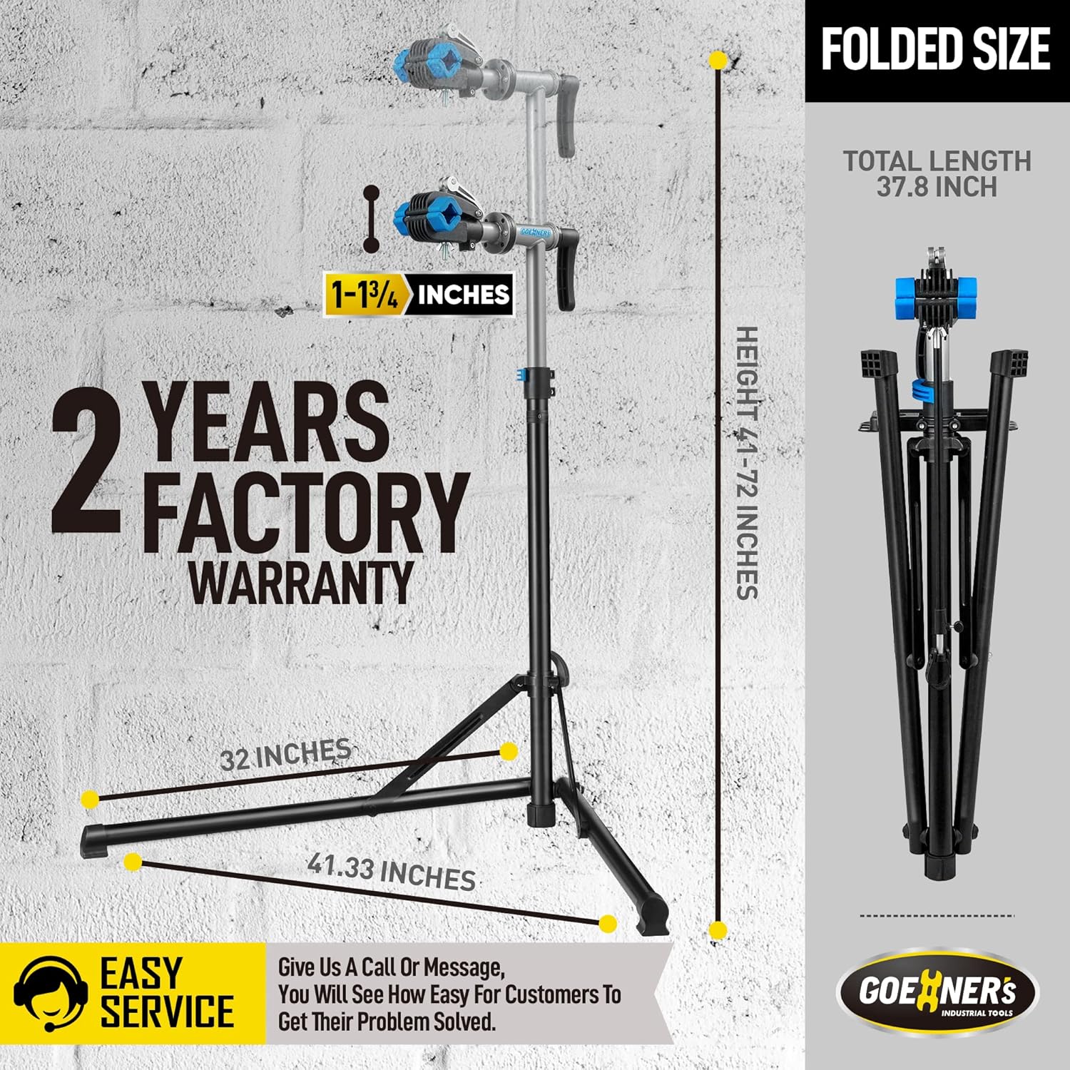 GOEHNER's E Bike Repair Stand Heavy Duty (Max 100 lbs) - Portable Bicycle Repair Stand Mechanics Workstand for Maintenance of Heavy E Bike, Bike Mountain Bike and Road Bike