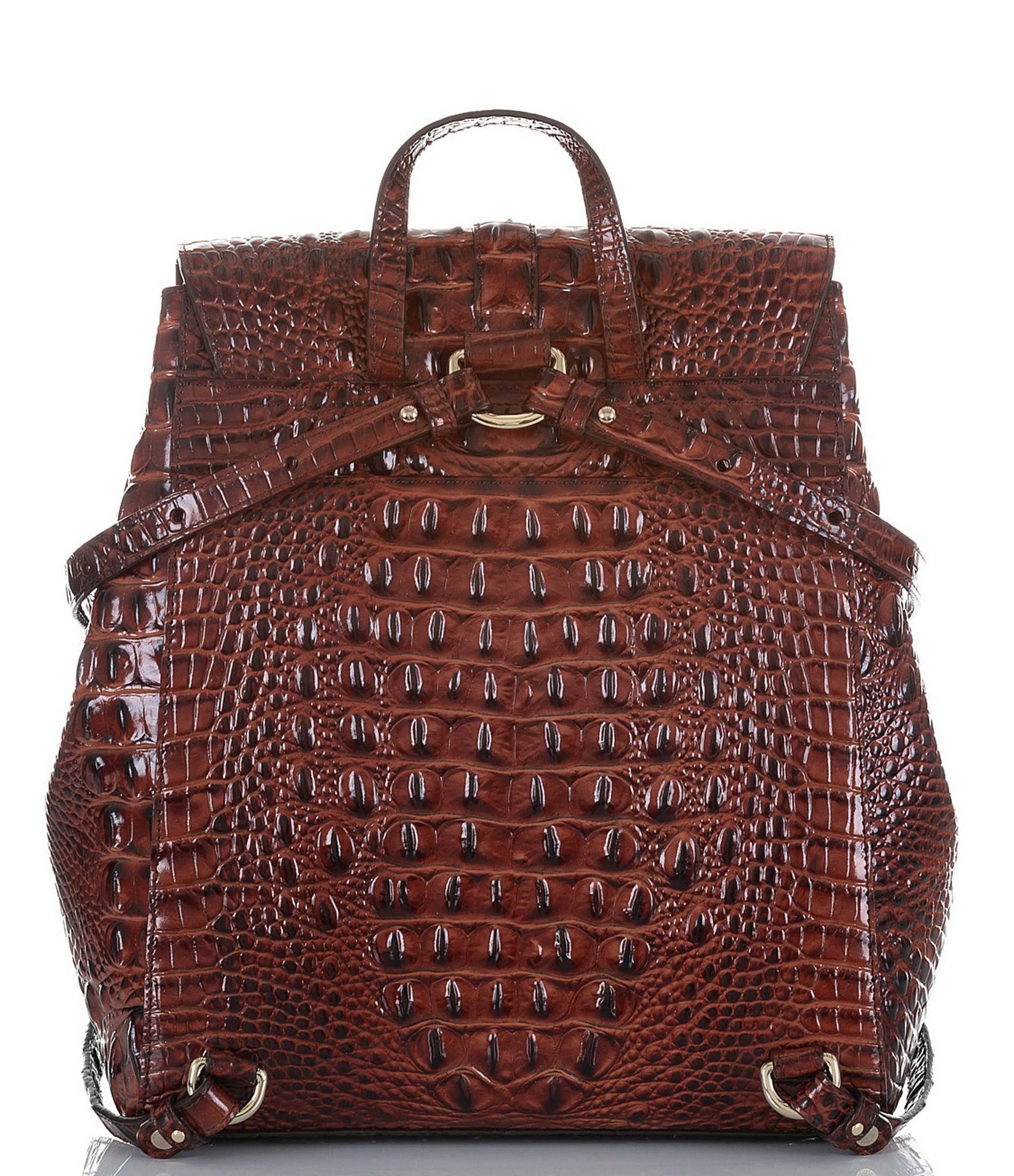 Brahmin Sadie Croc Embossed Leather Backpack - Pecan Melbourne