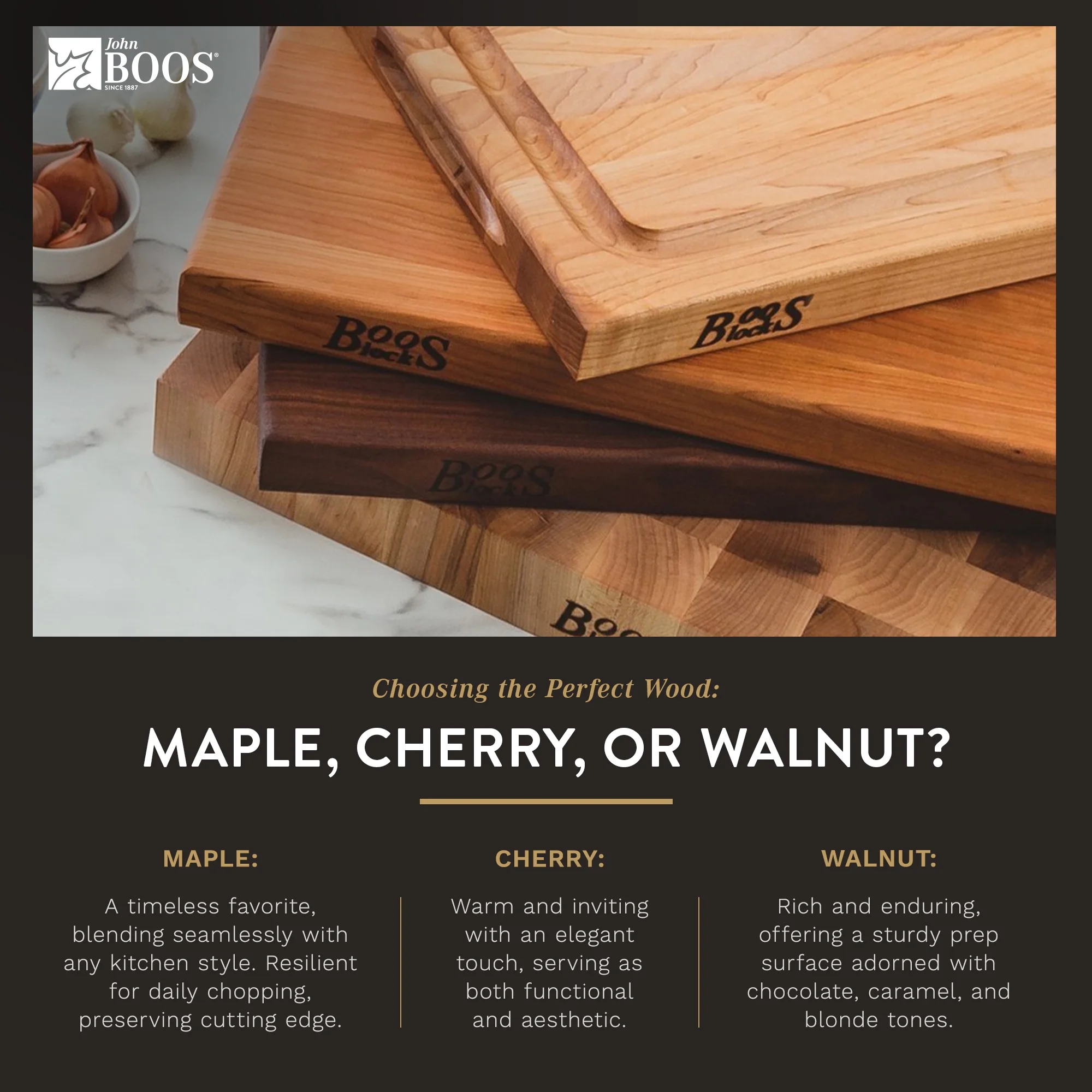 John Boos Small Maple Wood Cutting Board for Kitchen, 12" x 12" x 1.5"