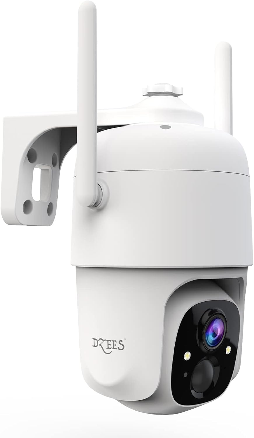 Wireless Security Camera Outdoor WiFi, Dzees Siren Alarm Spotlight Outdoor Camera Wireless Battery Powered, 360&deg; PTZ Camera, AI Motion Detection, 2-Way Talk, Color Night Vision, IP66 Camera Cloud/SD