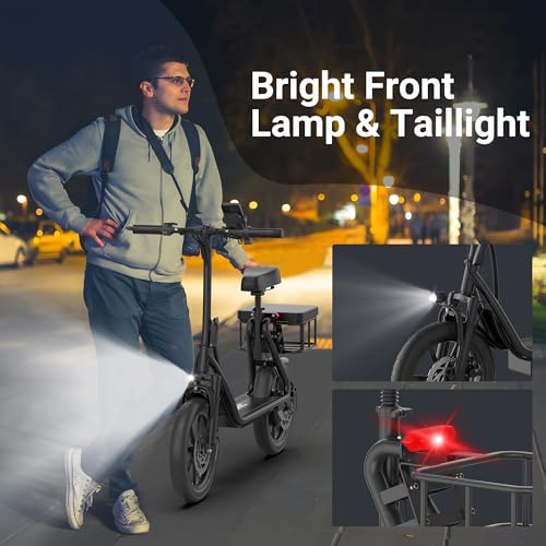 NAVIC Electric Scooter Adults,Max 19/22/27/49 Miles Ranges,Top Speed 19/22 mph,350/750W Peak Motor, Folding E-Scooter with Dual Braking Dual Suspension