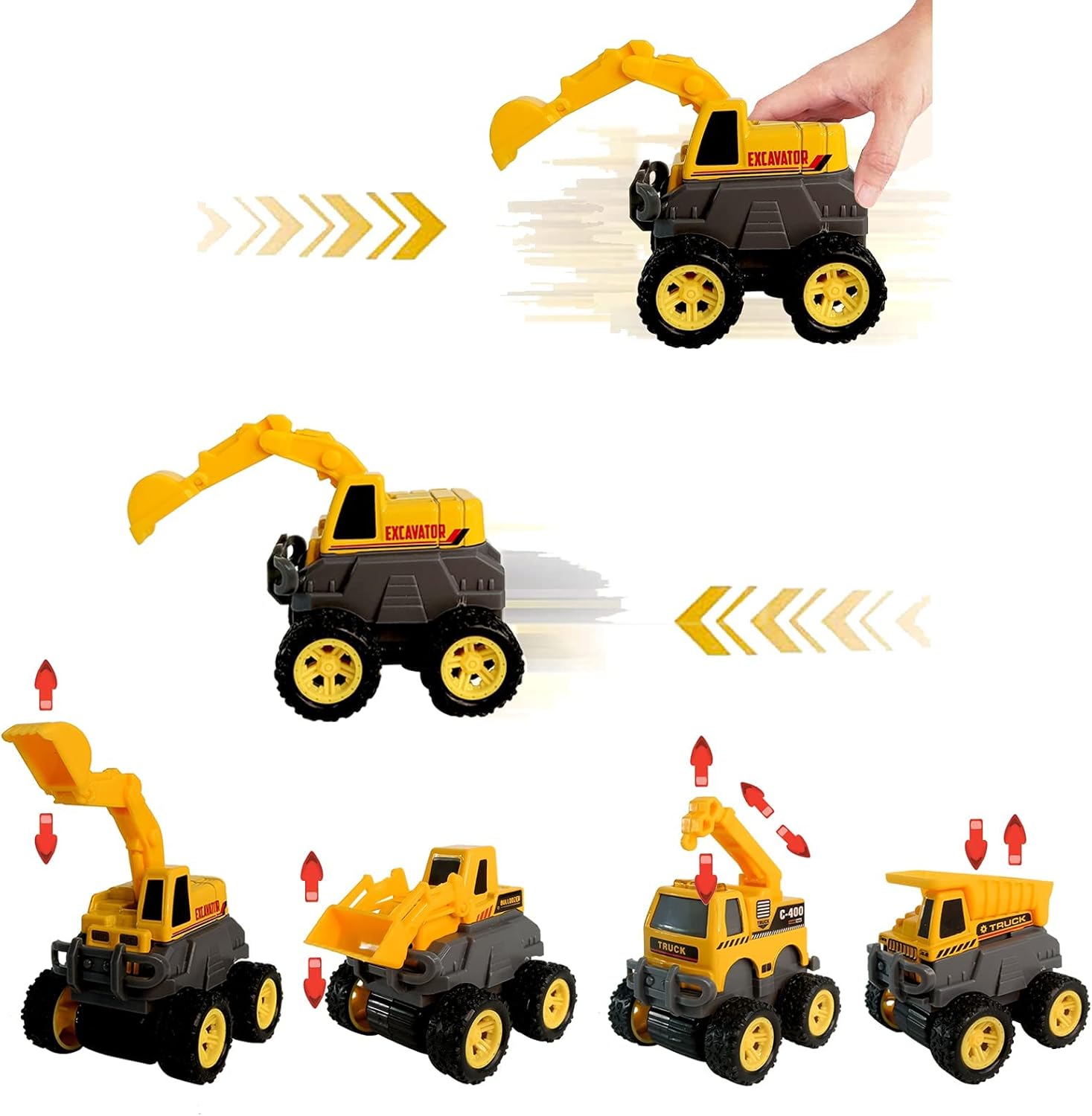 Construction Toys Vehicle, Diecast Cars, Excavator Bulldozer Dump Crane Toy Trucks for 3 4 5 6 7 Year Old Boy Gift