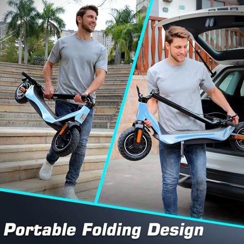 Caroma Electric Scooter Adults, 850W Motor, Max 36 Mph & 30-37 Miles Long Range, 10 Inch Run-Flat Tires, Folding E-Scooter with Dual Motor and Dual Brakes, Smart Control
