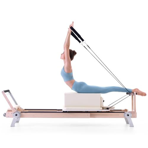ARKANTOS Pilates Reformer Machine, Adjustable Maple Wooden Frame, Includes Reformer Box & Padded Jump Board for Studio-Grade Home Workouts