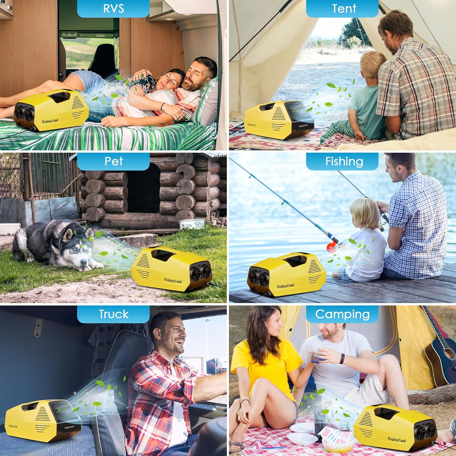 2380BTU Camping Air Conditioners - Enjoycool 14lb Tent Air Conditioner with Remote Control, Portable ac for Truck Outdoor/RVs/Fishing or Pet (Battery Not Included)