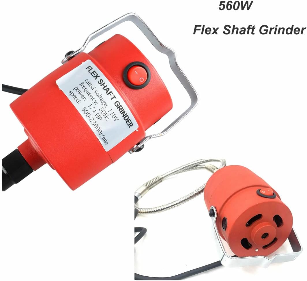 Tech-L Flex Shaft 560W 6.5MM Flex Shaft Rotary Tool 1/4 Inch HP Flex Shaft Grinder Multi-function Tools Foot Pedal Control Kit for Carving Buffing Drilling Polishing(560W) Pack of 2