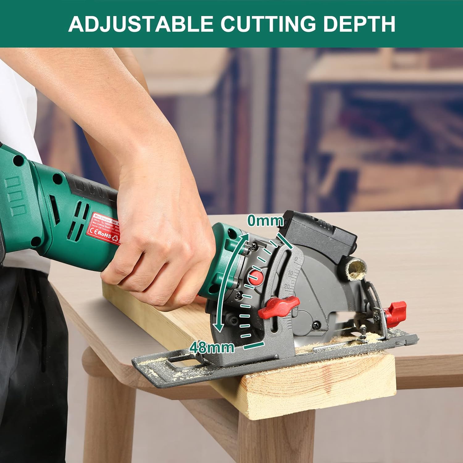 HYCHIKA Cordless Circular Saw,20V Mini Circular Saw with 4.0Ah Battery，3 Blades(4-1/2",4-9/10"),3500RPM Max Cuting Depth:90°(48mm)/45°(32mm),Compact Circular Saw for Wood, Plastic and Soft Metal
