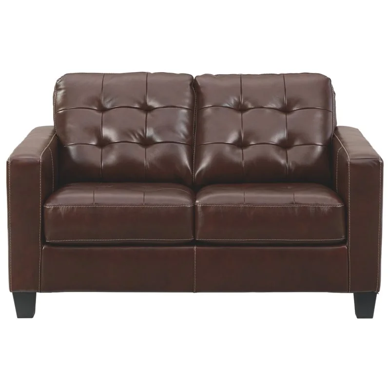 Signature Design by Ashley Altonbury Leather Loveseat in Walnut
