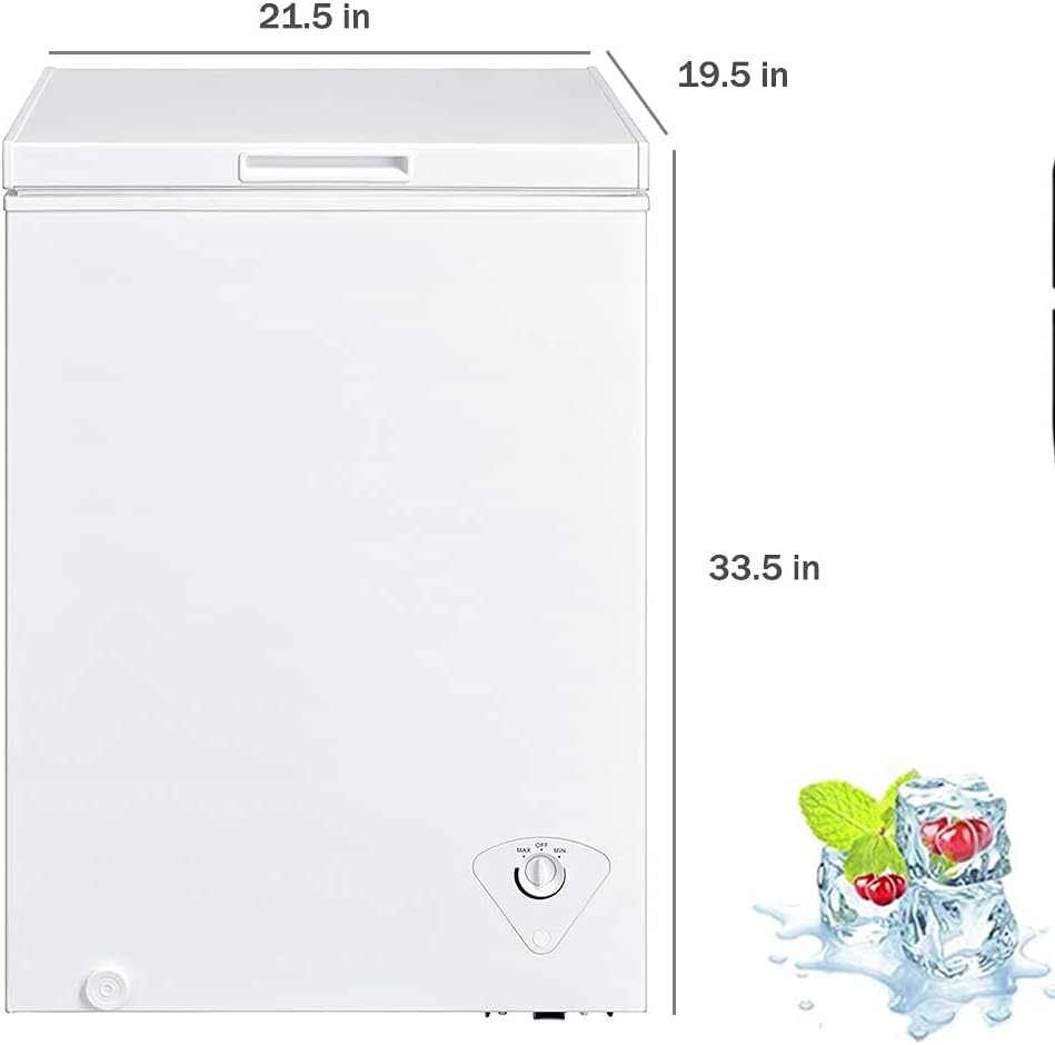 Smad Chest Freezer 3.5 cu.ft Small Freezer Chest for Home Kitchen Grocery Basement, White
