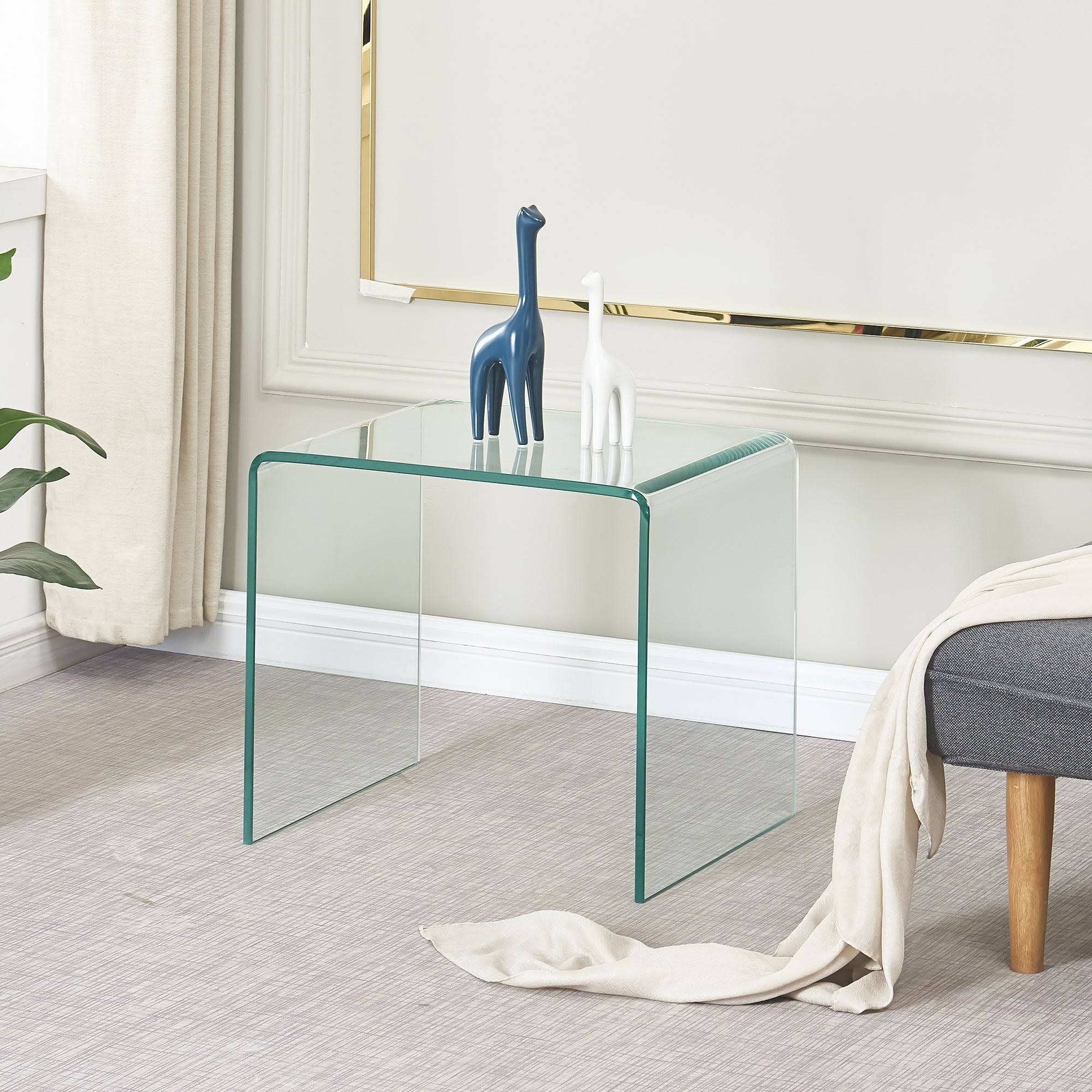 Glass Console Table, Transparent Tempered Glass Console Table - 43.3x13.78x29.52 inch