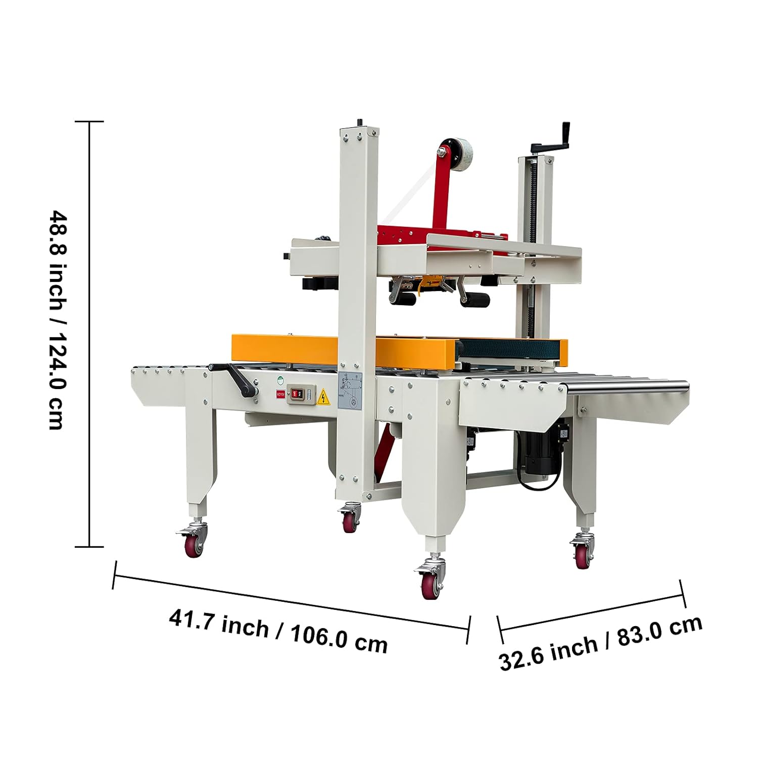 VEVOR Case Sealer 180W Box Sealing Machine, Automatic Box Sealer, Double-Flap Case Sealer, Carton Sealer 0-18 m/min in Conveying Speed, Carton Taping Machine with Four Rolls of Tape