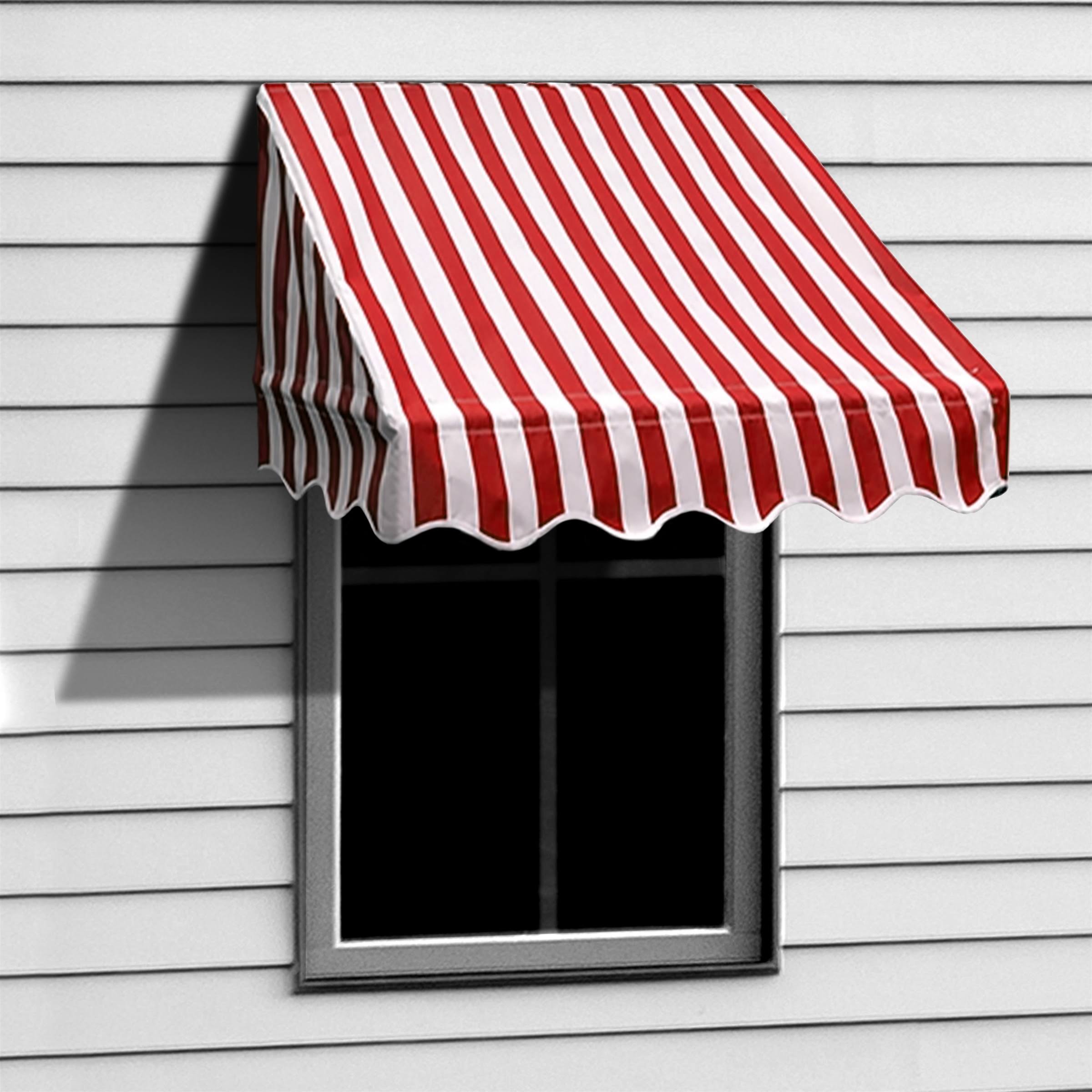 Aleko 8& x 2& Window Awning Door Canopy, Red and White Stripes
