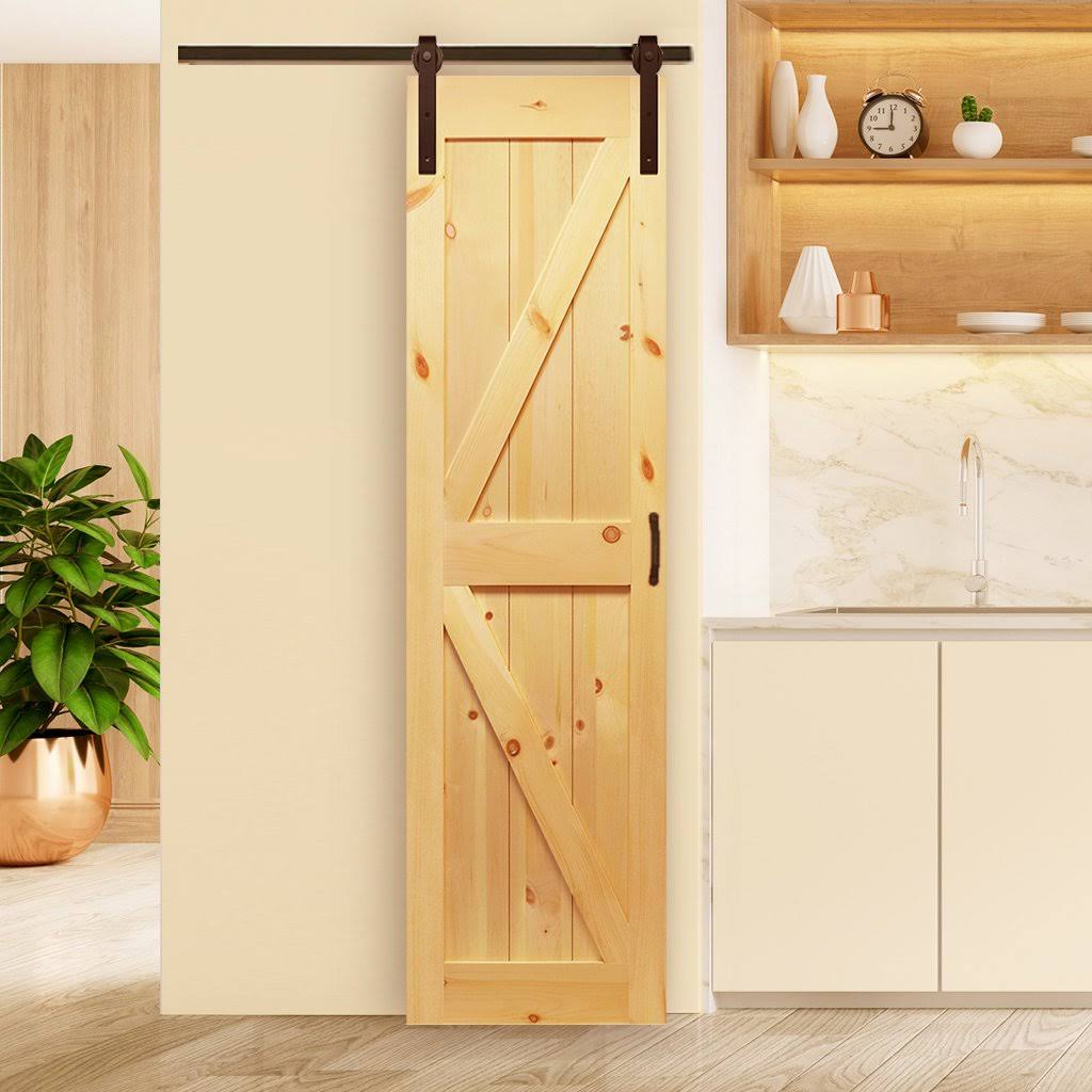 Kimberly Bay 24 in. x 84 in. Solid Pine Unfinished Wood K-Rail Barn Door Slab